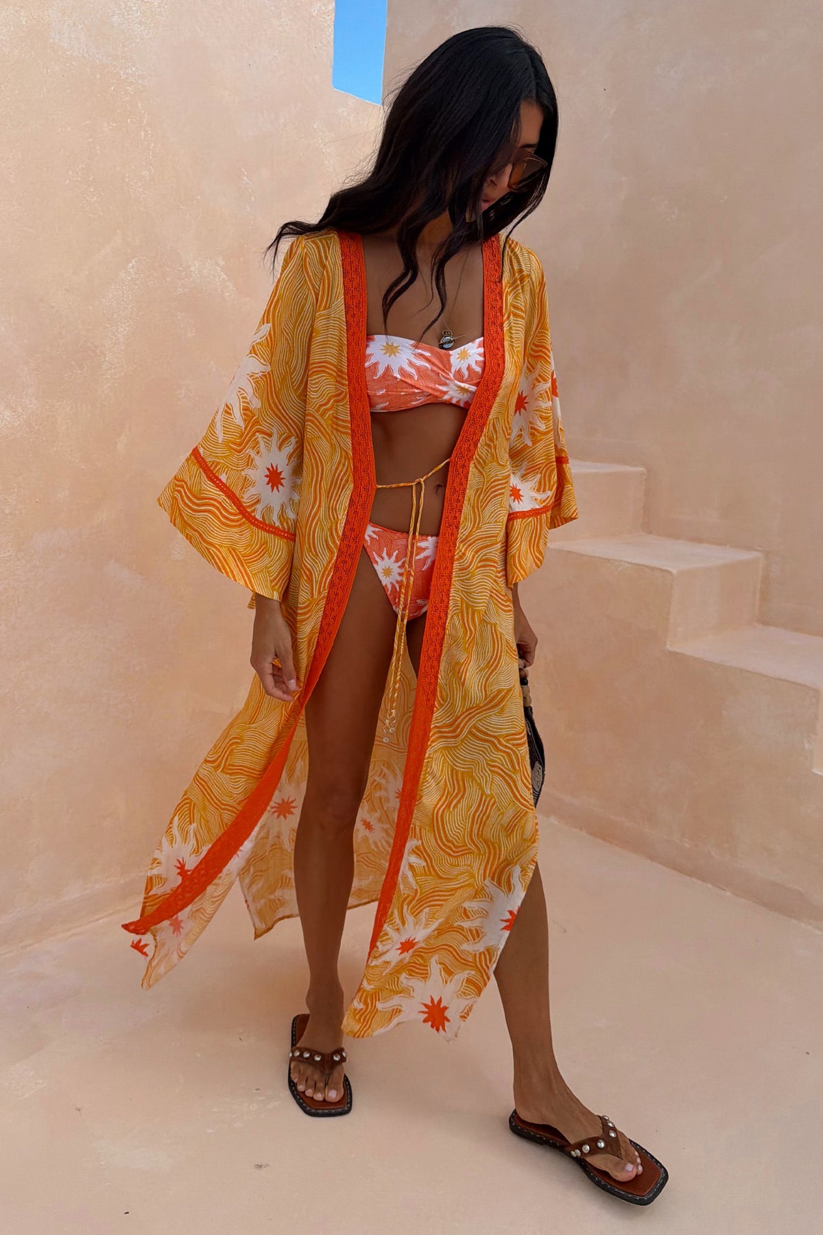 Yellow Sun Kimono with Beading | Never Fully Dressed Everyday