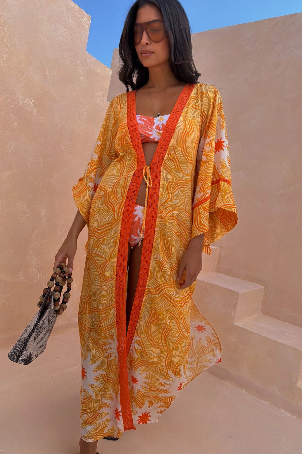 Yellow Sun Kimono with Beading | Never Fully Dressed Everyday