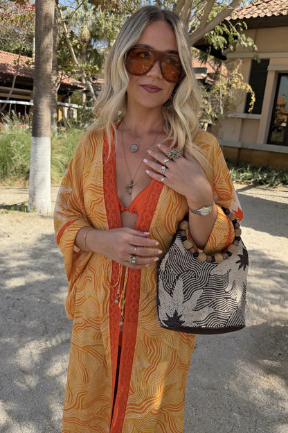 Yellow Sun Kimono with Beading | Never Fully Dressed Everyday