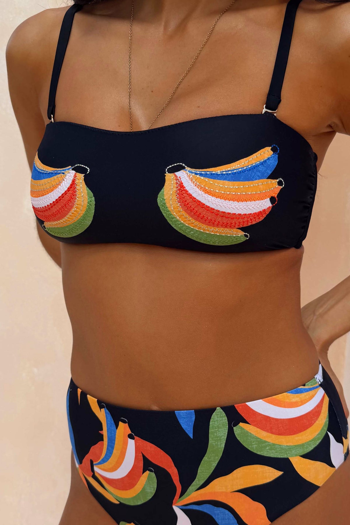 Banana Bandeau Bikini Top - Black | Never Fully Dressed Smart Buy
