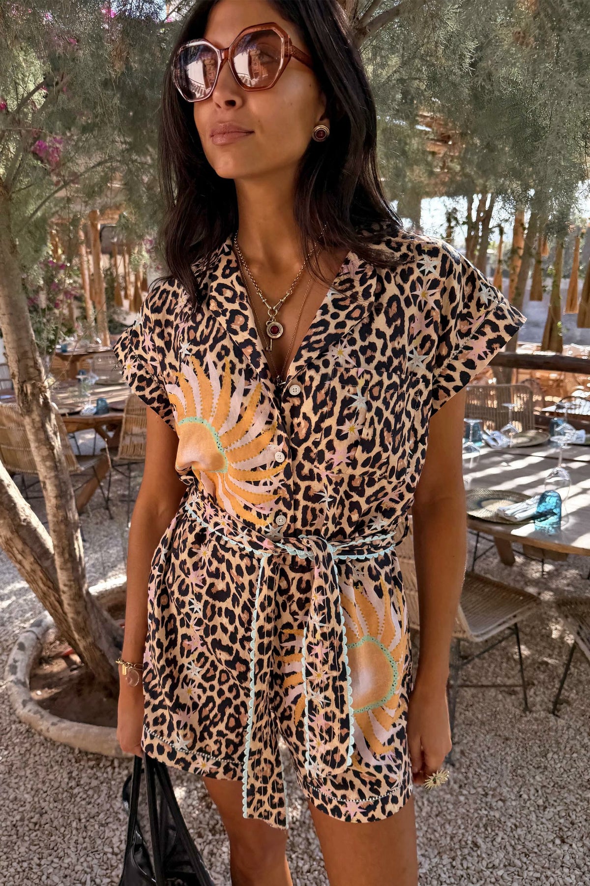 Leopard Print Playsuit with Tie Waist | Never Fully Dressed Premium