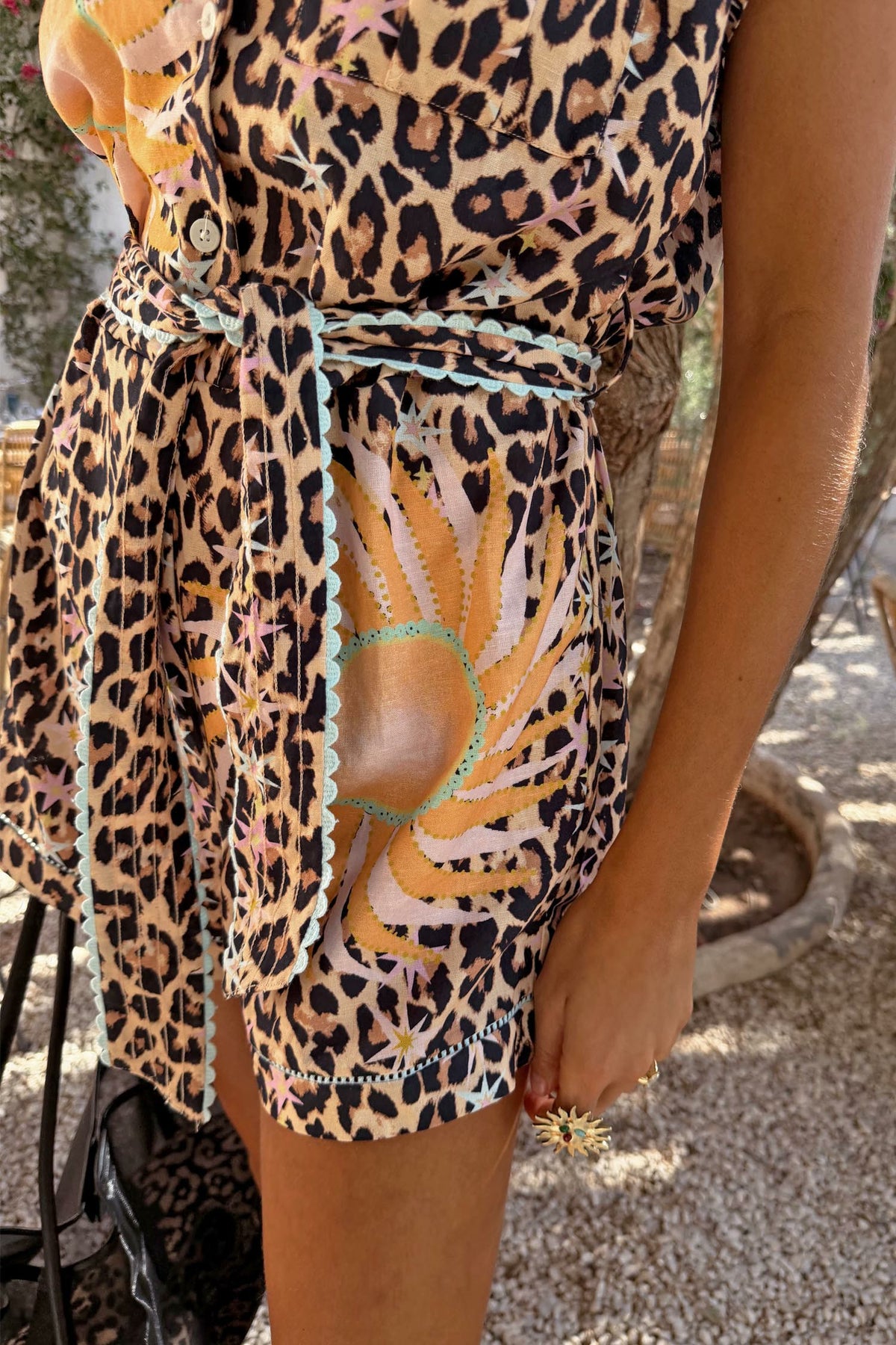 Leopard Print Playsuit with Tie Waist | Never Fully Dressed Premium