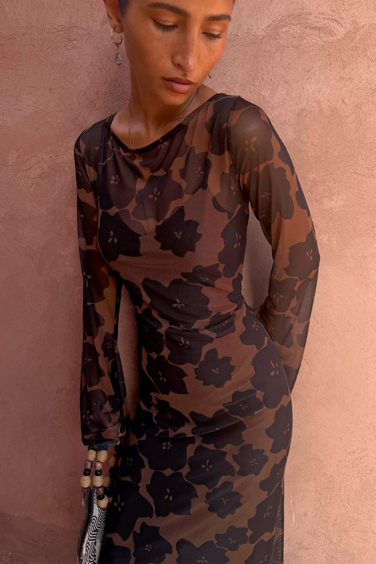 Tan Jaden Floral Mesh Dress | Never Fully Dressed Popular