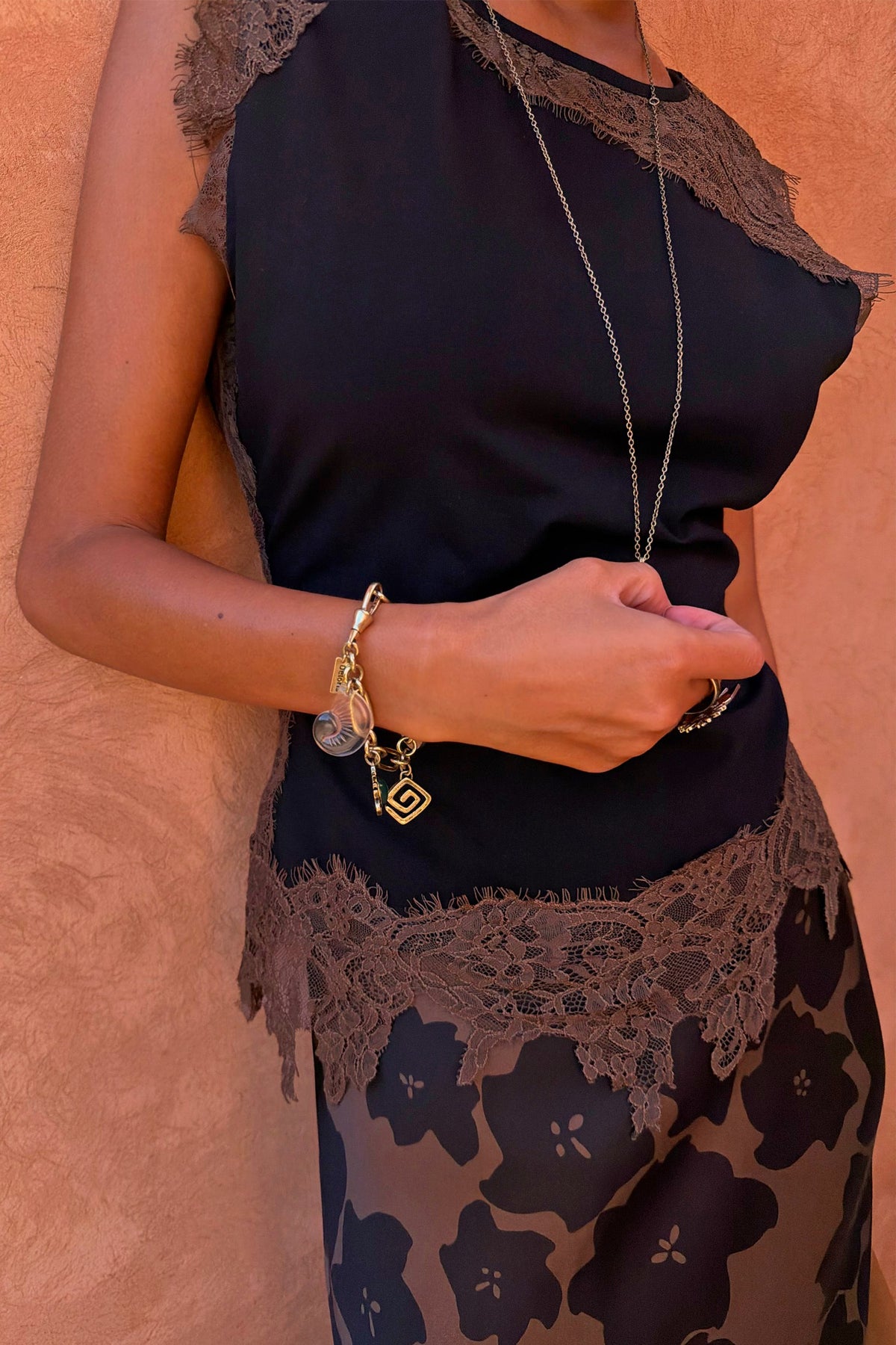 Black and Chocolate Lace Jersey Top | Never Fully Dressed Trusted