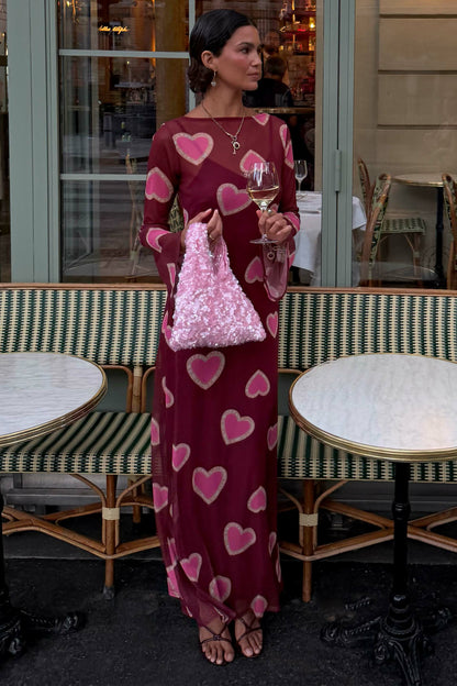 Burgundy Hearts Aria Petite Dress | Never Fully Dressed Trending