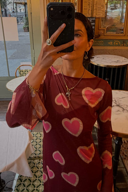 Burgundy Hearts Aria Petite Dress | Never Fully Dressed Trending