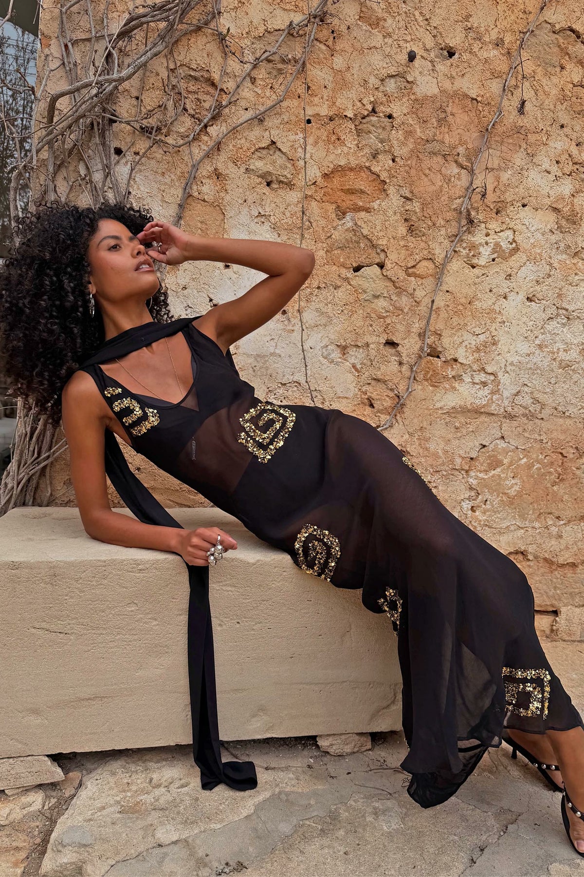 Black & Gold Simona Dress Petite | Never Fully Dressed Featured