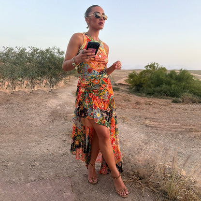 Tapestry Asymmetrical Maxi Skirt Petite | Never Fully Dressed Quality