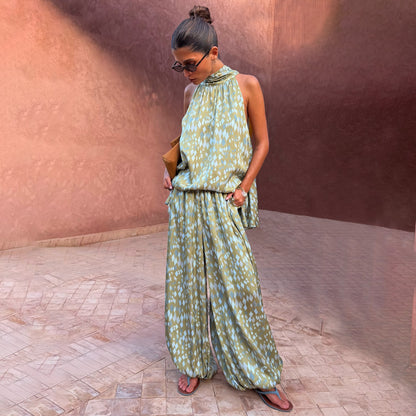 Green Diamond Print Balloon Trouser Petite | Never Fully Dressed Signature