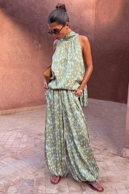 Green Diamond Print Balloon Trouser Petite | Never Fully Dressed Signature