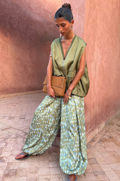 Green Diamond Print Balloon Trouser Petite | Never Fully Dressed Signature