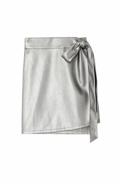 Gunmetal Vegan Leather Mini Jaspre Skirt Petite | Never Fully Dressed Popular