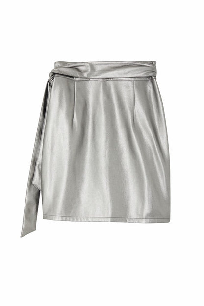 Gunmetal Vegan Leather Mini Jaspre Skirt Petite | Never Fully Dressed Popular