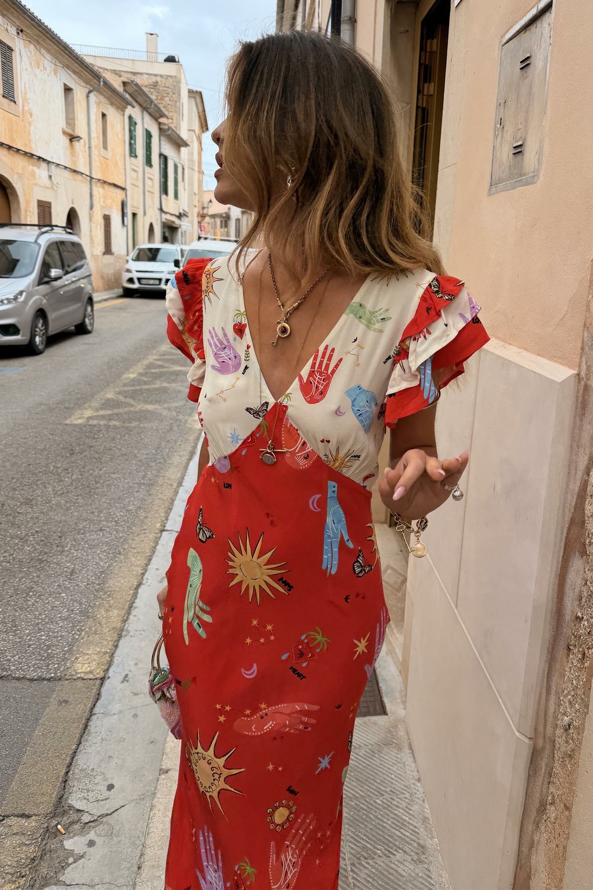 Red Celestial Midi Dress Petite | Never Fully Dressed Special Offer