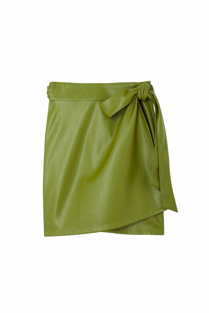 Olive Green Vegan Leather Mini Jaspre Skirt Petite | Never Fully Dressed Popular