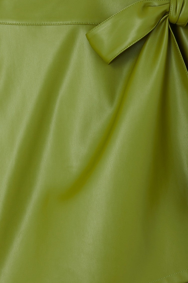 Olive Green Vegan Leather Mini Jaspre Skirt Petite | Never Fully Dressed Popular