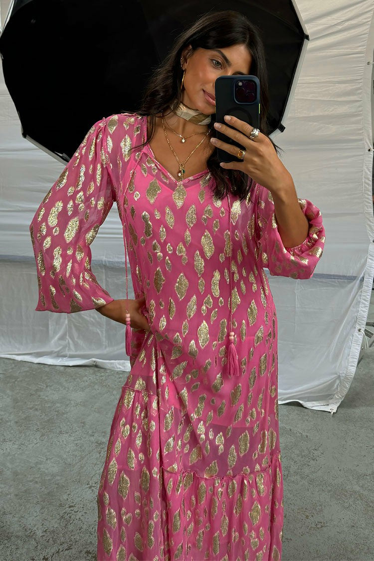 Pink Jacquard Harmony Dress Petite | Never Fully Dressed Signature