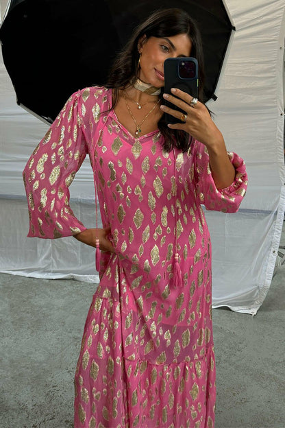 Pink Jacquard Harmony Dress Petite | Never Fully Dressed Signature