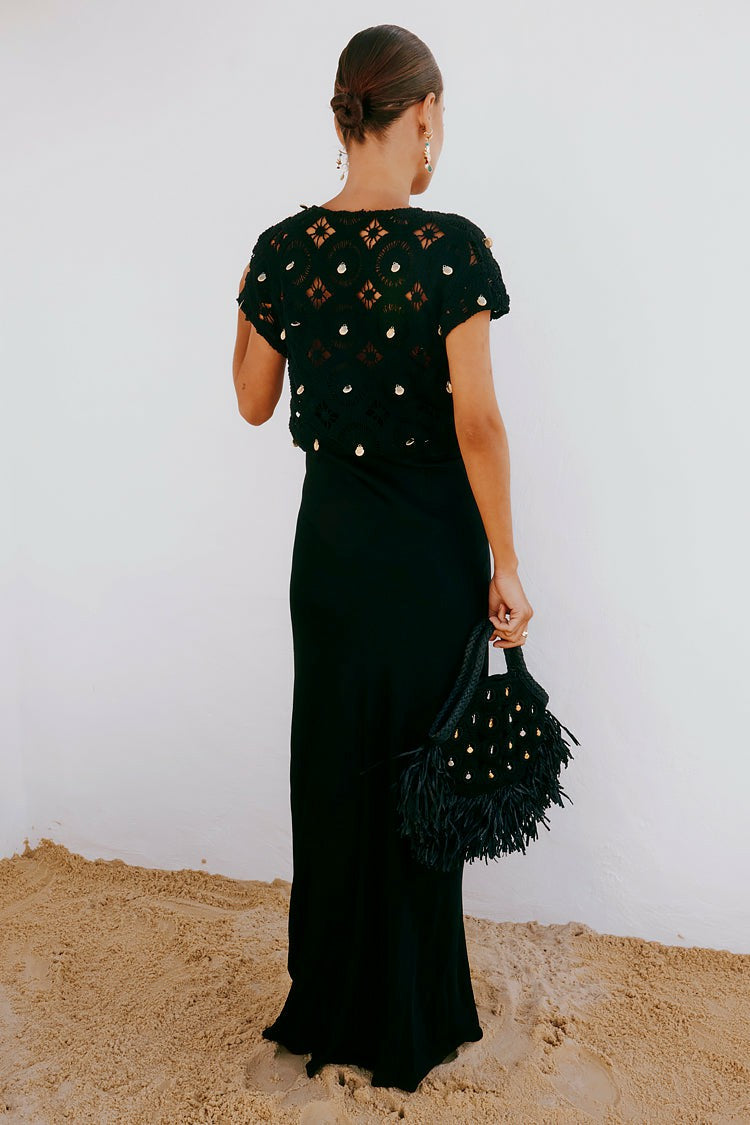 Black Crochet Shell Elodie Dress Petite | Never Fully Dressed Deals