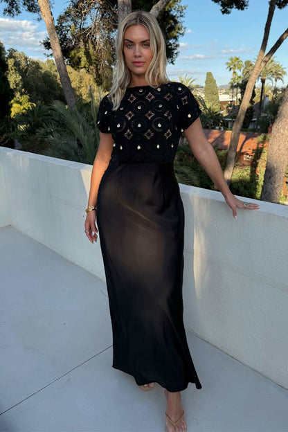 Black Crochet Shell Elodie Dress Petite | Never Fully Dressed Deals
