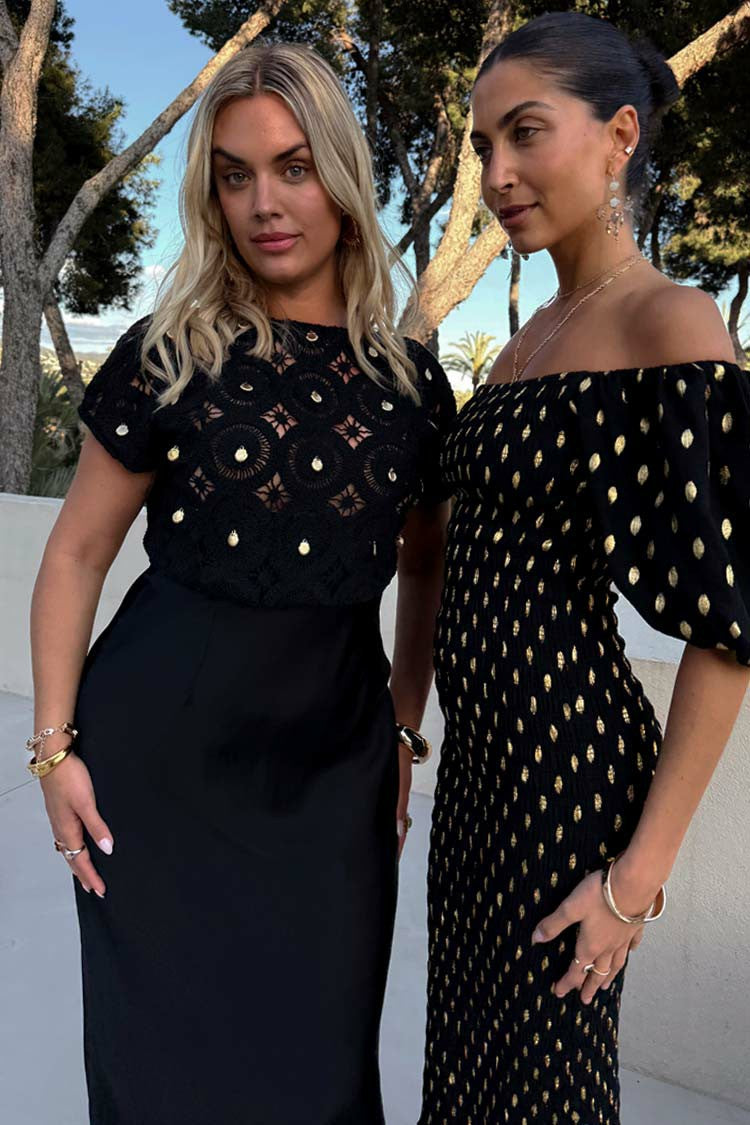 Black Crochet Shell Elodie Dress Petite | Never Fully Dressed Deals