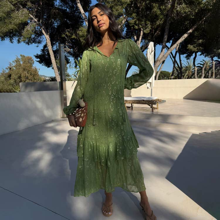 Green Jacquard Harmony Dress Petite | Never Fully Dressed Popular