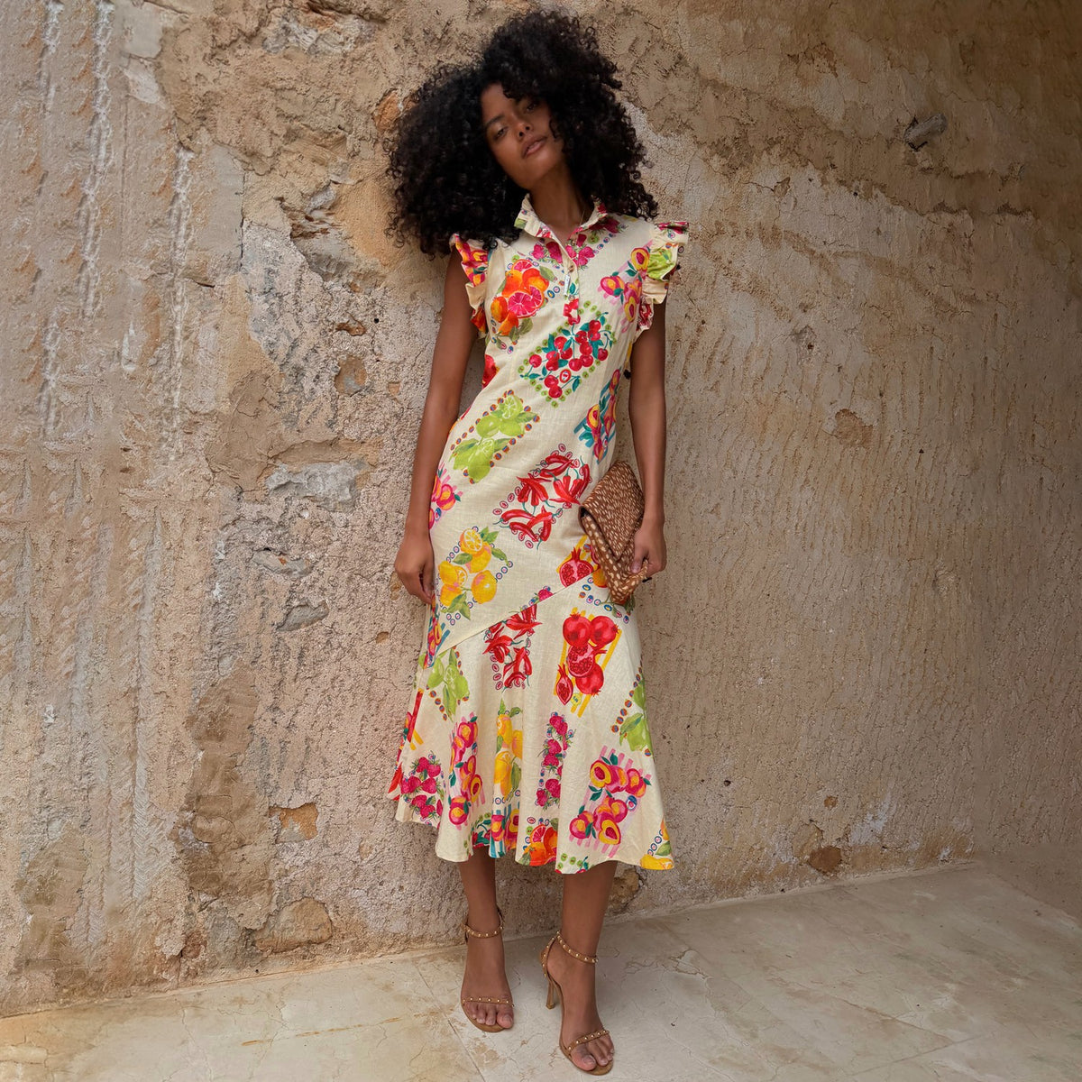 Fruit Sticker Remi Midi Dress Petite | Never Fully Dressed Trending