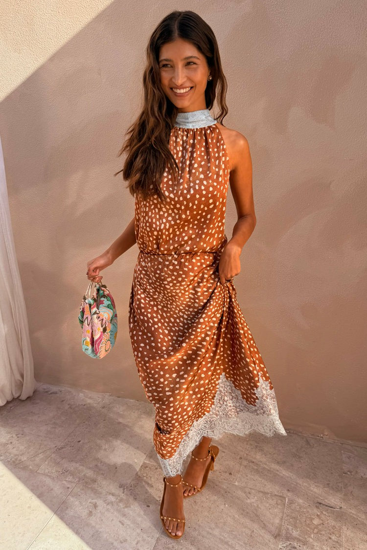 Deer Print Midi Maeva Skirt Petite with Lace Trim - Never Fully Dressed | Never Fully Dressed Quality