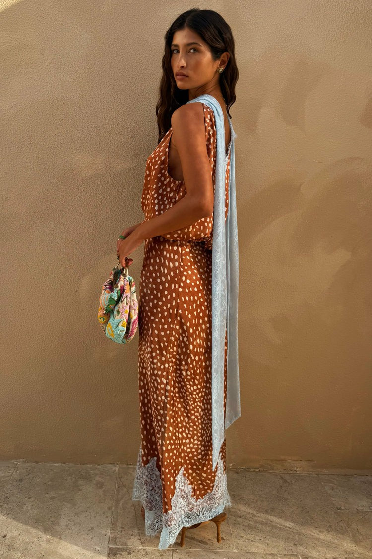 Deer Print Midi Maeva Skirt Petite with Lace Trim - Never Fully Dressed | Never Fully Dressed Quality