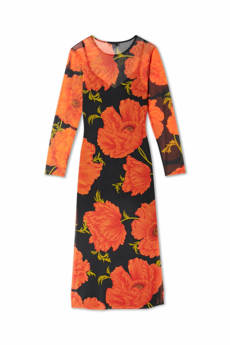 Black Poppy Aria Mesh Dress with Slip | Never Fully Dressed Essential