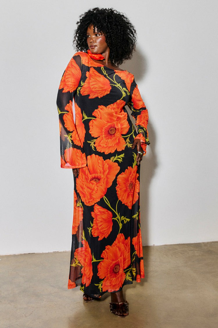 Black Poppy Aria Mesh Dress with Slip | Never Fully Dressed Essential