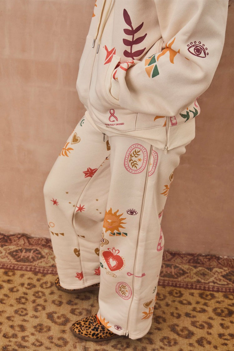 Cream Sundazed Wide Leg Accessible Joggers - Future Dreams - Never Fully Dressed | Never Fully Dressed Essential