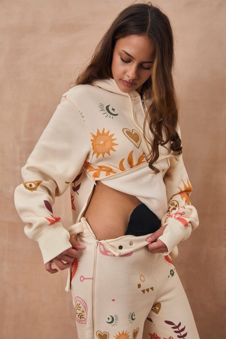 Cream Sundazed Wide Leg Accessible Joggers - Future Dreams - Never Fully Dressed | Never Fully Dressed Essential